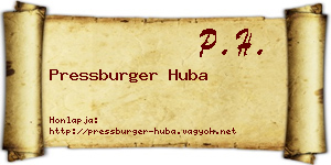 Pressburger Huba névjegykártya